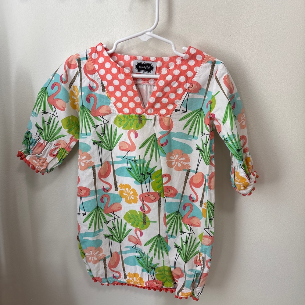 Mud Pie Girls Flamingo Print Swim Coverup in Coral, Green, Aqua, Yellow, White